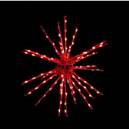 15" White Spritzer Starburst Lighted Branches, Red LED Lights, 1 pc