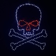 36" Skull and Crossbones, Pure White and Red LED Lights