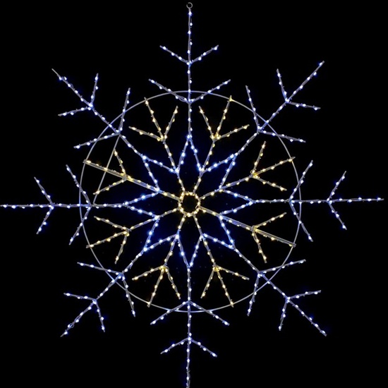 56" 18 Point Seed Light Snowflake, Cool White and Warm White LED Lights