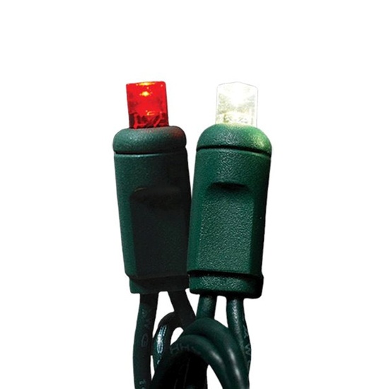 50 5mm Red, Pure White LED Christmas Lights with Strobe, 6" Spacing