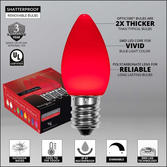 C7 Red Smooth OptiCore LED Halloween Pathway Lights, 25 Lights, 25', 5 Inch PathPRO Stakes