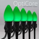 C7 Green Smooth OptiCore LED Halloween Pathway Lights, 5" PathPRO Stakes