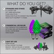 C7 Green / Purple OptiCore LED Halloween Pathway Lights, 50 Lights, 50', 5 Inch PathPRO Stakes