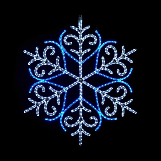 36" LED Christmas Snowflake with 12-Point Ornamental Star Center