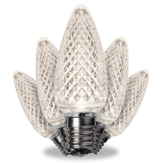 Kringle Traditions TM C7 120V Dimmable Pure White LED Christmas Light Bulbs