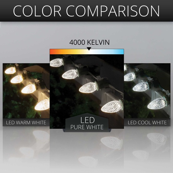 Kringle Traditions TM C7 120V Dimmable Pure White LED Christmas Light Bulbs