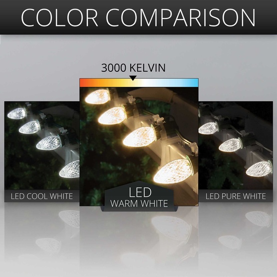 Kringle Traditions TM C7 120V Dimmable Warm White LED Christmas Light Bulbs