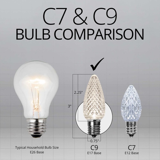 Kringle Traditions TM C9 120V Dimmable Pure White LED Christmas Light Bulbs