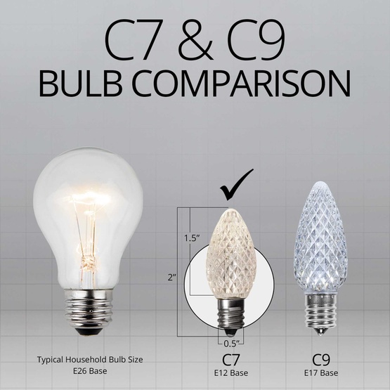 Kringle Traditions TM C7 120V Dimmable Pure White LED Christmas Light Bulbs