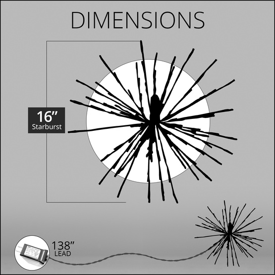 16" Silver SuperNova Starburst Lighted Branches, RGB LED Color Change Lights, 1 pc