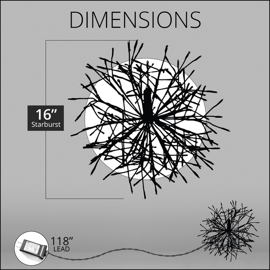 16" Silver UltraBright Starburst Lighted Branches, Multicolor LED Flashing Lights, 1 pc