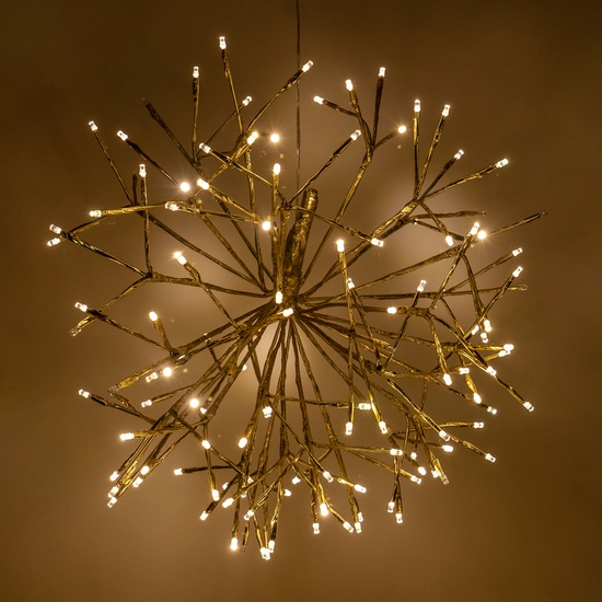 16" Gold UltraBright Starburst Lighted Branches, Warm White LED Flashing Lights, 1 pc
