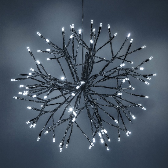 16" Silver UltraBright Starburst Lighted Branches, Pure White LED Flashing Lights, 1 pc