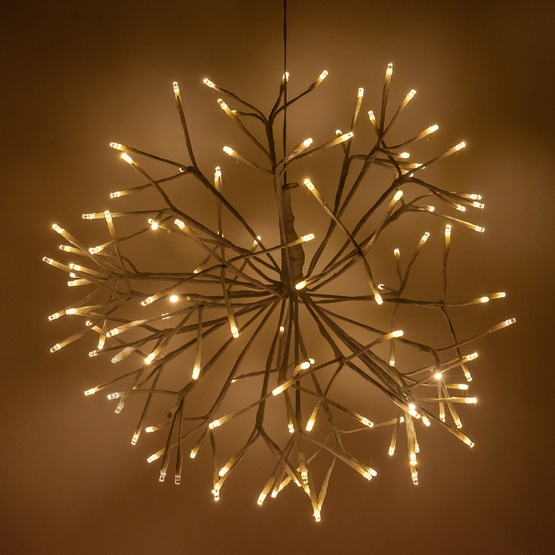 20" White UltraBright Starburst Lighted Branches, Warm White LED Flashing Lights, 1 pc