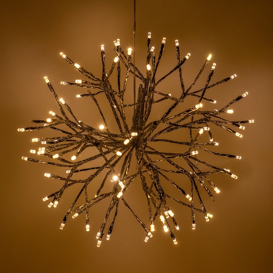 16" Silver UltraBright Starburst Lighted Branches, Warm White LED Flashing Lights, 1 pc