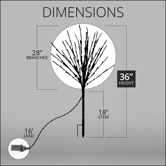 36" Brown Glimmer Spray Lighted Branches with Red / White / Blue LED Lights, 1 pc