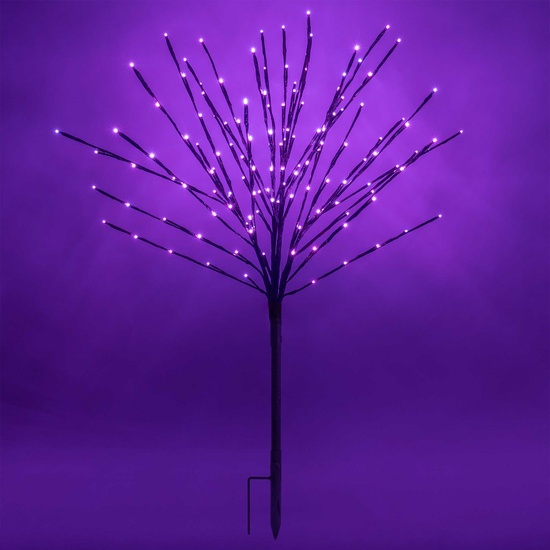 36" Brown Glimmer Spray Lighted Branches, Purple LED Lights, 1 pc