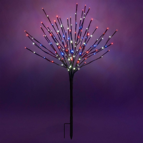 36" Brown Glimmer Spray Lighted Branches with Red / White / Blue LED Lights, 1 pc