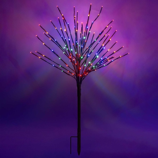 36" Brown Glimmer Spray Lighted Branches, Multicolor LED Lights, 1 pc
