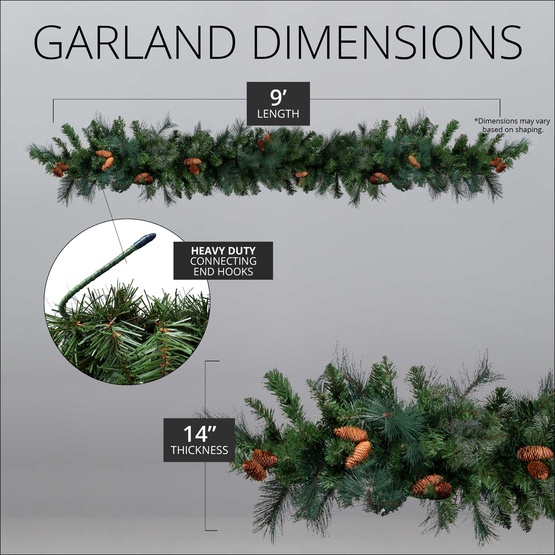 9' x 14" Mixed Noble Commercial Unlit Christmas Garland