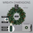 30" Pre-lit Commercial Mixed Noble LED Christmas Wreath, 50 Warm White Lights
