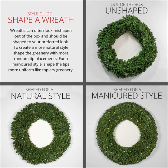 30" Pre-lit Commercial Mixed Noble LED Christmas Wreath, 50 Warm White Lights