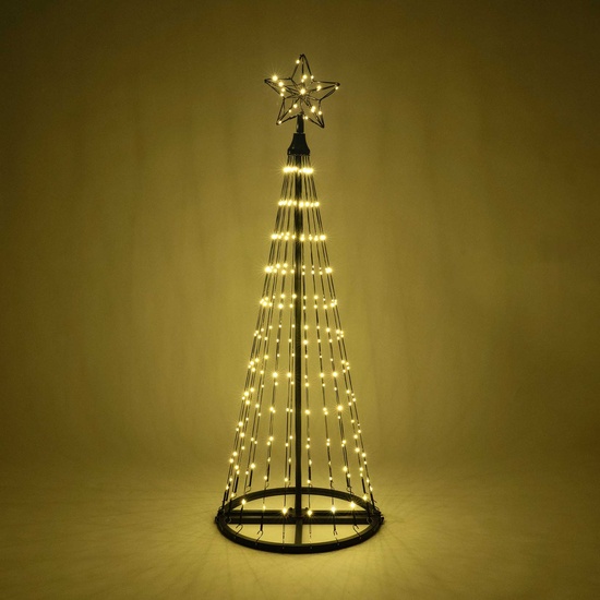 4' Warm White LED Animated Outdoor Lightshow Tree, Black Frame