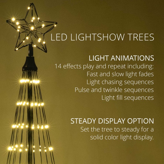 4' Warm White LED Animated Outdoor Lightshow Tree, Black Frame