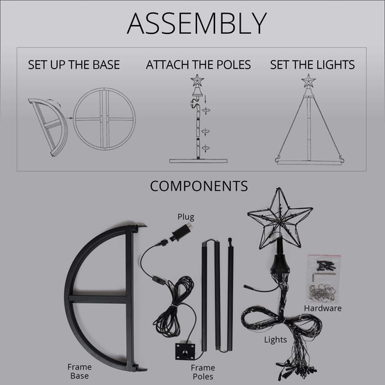 4' Multicolor LED Animated Outdoor Lightshow Tree, Black Frame