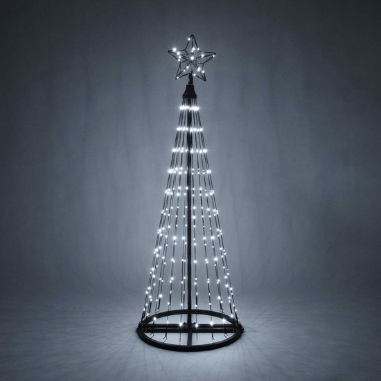 4' Cool White LED Animated Outdoor Lightshow Tree, Black Frame