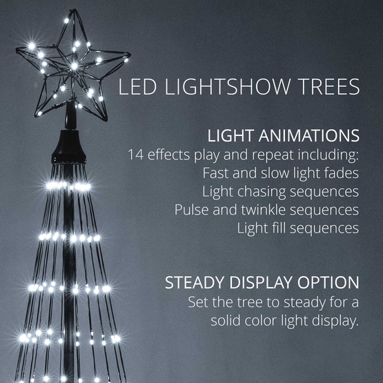 4' Cool White LED Animated Outdoor Lightshow Tree, Black Frame