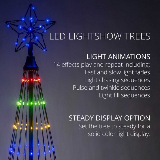 4' Multicolor LED Animated Outdoor Lightshow Tree, Black Frame