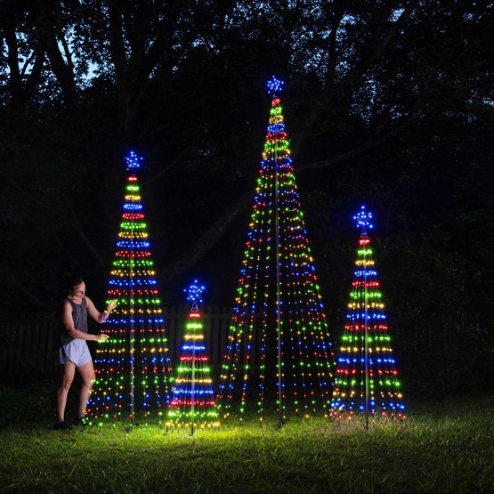 4' Multicolor LED Animated Outdoor Lightshow Tree, Black Frame