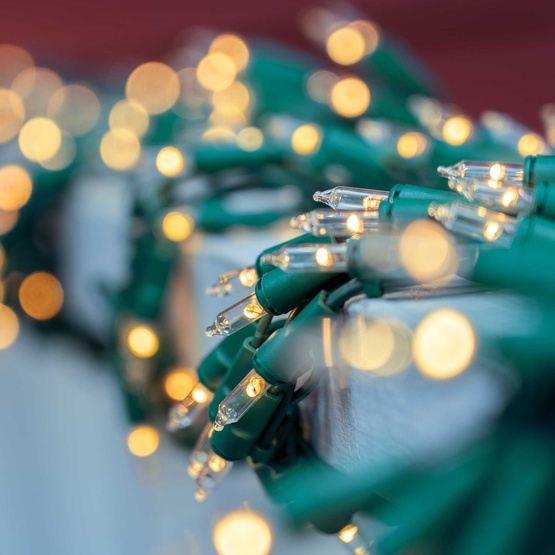 9' Garland Lights, 300 Warm White LED Lights, Green Wire