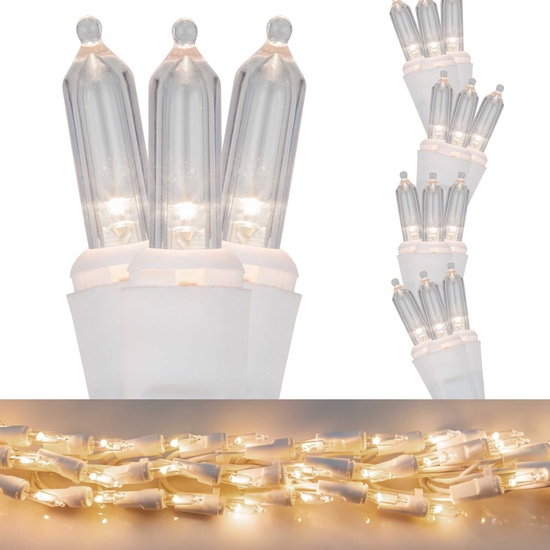 18' Garland Lights, 600 Warm White LED Lights, White Wire