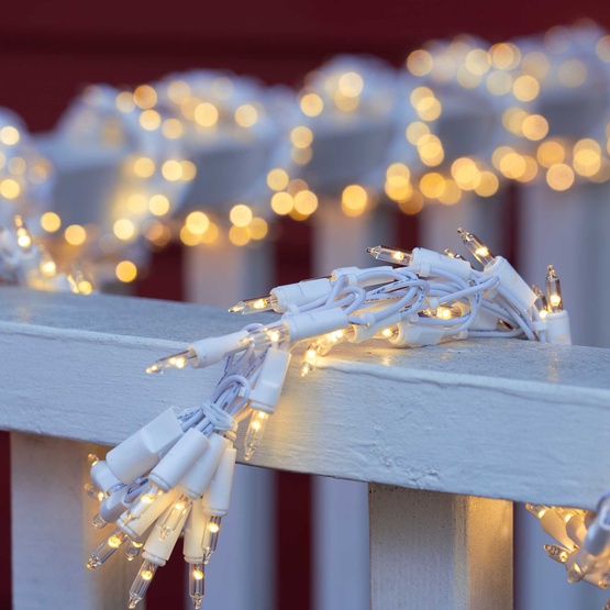18' Garland Lights, 600 Warm White LED Lights, White Wire
