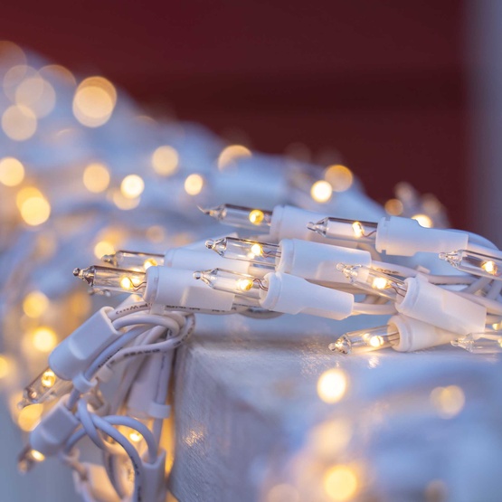 18' Garland Lights, 600 Warm White LED Lights, White Wire