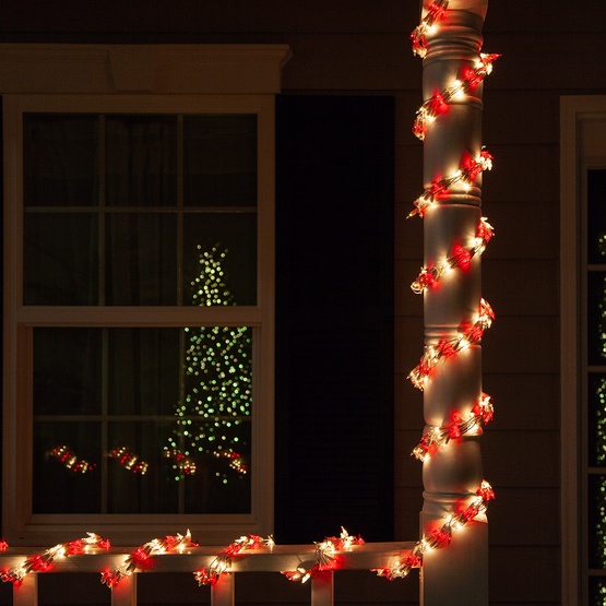 18' Garland Lights, 600 Red/Warm White LED Lights, White Wire
