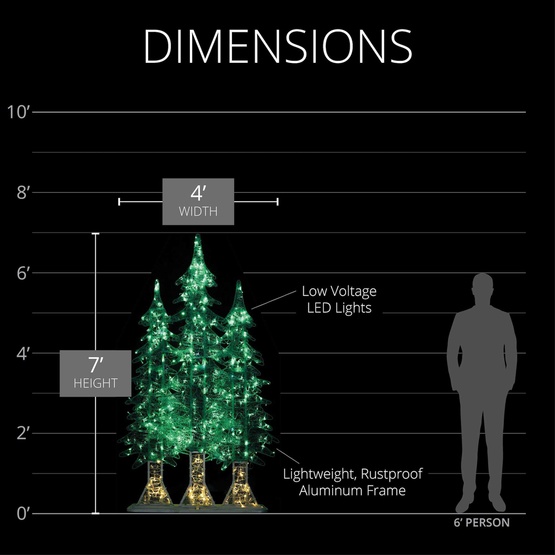 7' 2D LED Christmas Trees, Set of 3