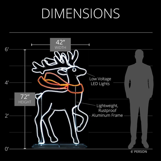 6' 2D LED Christmas Reindeer Neon Motif