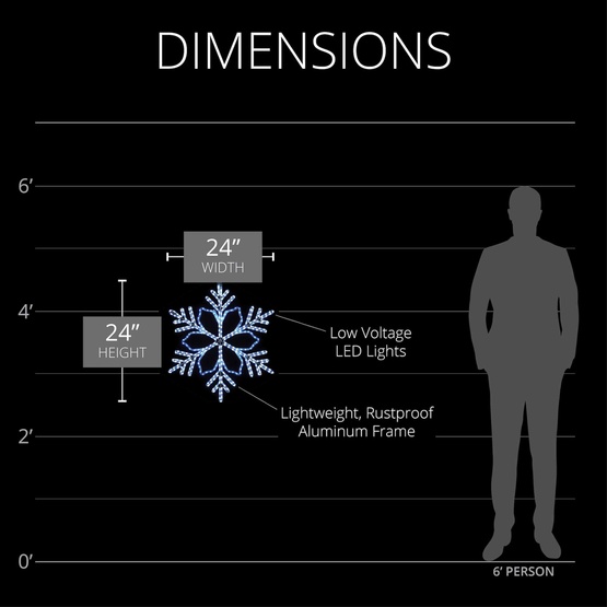 24" LED Christmas Snowflake with 6-Point Star Center