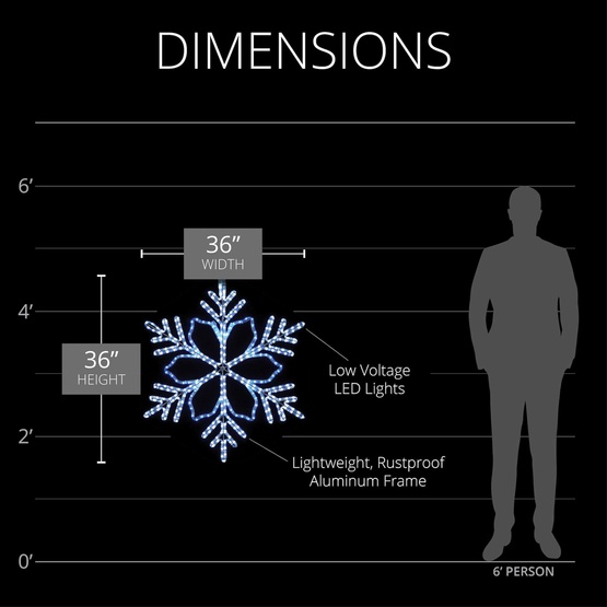 36" LED Christmas Snowflake with 6-Point Star Center