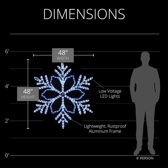 48" LED Christmas Snowflake with 6-Point Star Center
