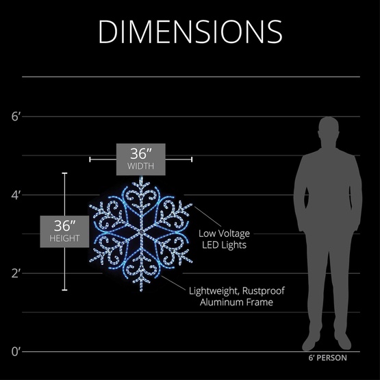 36" LED Christmas Snowflake with 12-Point Ornamental Star Center
