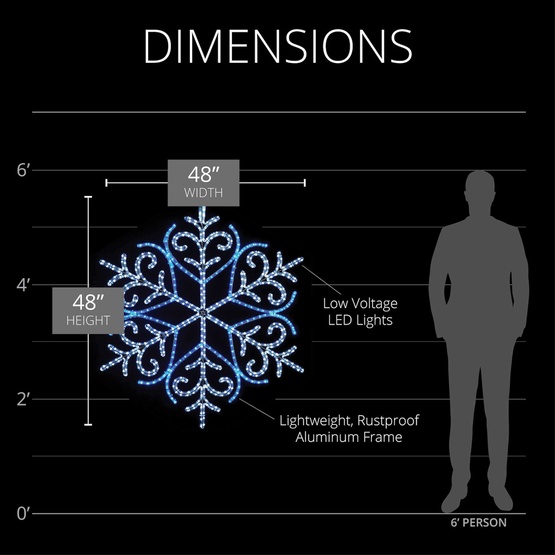 48" LED Christmas Snowflake with 12-Point Ornamental Star Center