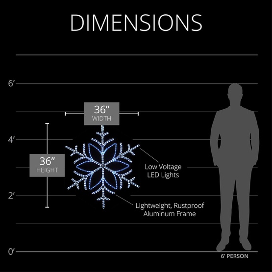 36" LED Christmas Snowflake with 6-Point Flower Center