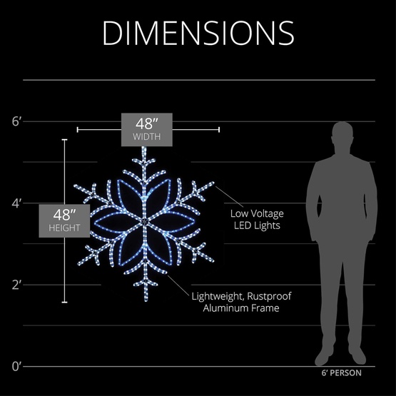 48" LED Christmas Snowflake with 6-Point Flower Center