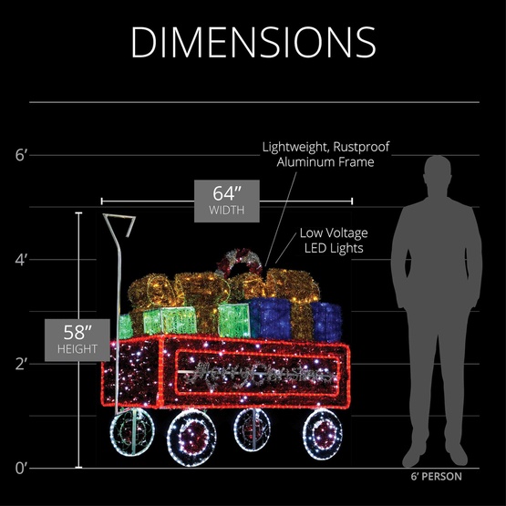 4.5' Red Cart with Presents and Candy Cane