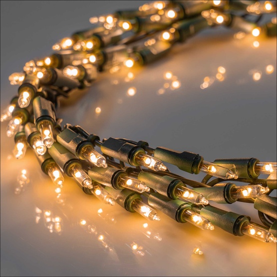9' LED Garland Lights, 300 Warm White Lights, Green Wire