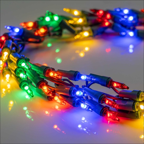 9' LED Garland Lights, 300 Multicolor Lights, Green Wire